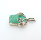 Handmade Sterling Silver & Chunky Turquoise Pendant 22.7g