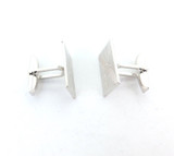 Stylish Vintage Rectangular Sterling Silver Cufflinks Flower Motif 9.8g