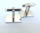 Stylish Vintage Rectangular Sterling Silver Cufflinks Star Motif 10.3g