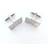 Stylish Vintage Rectangular Sterling Silver Cufflinks Star Motif 10.3g