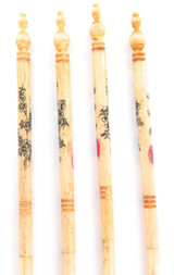 Early 1900s Set 4 Japanese Decorative Faux Bone Travel / Screw In Chopsticks.