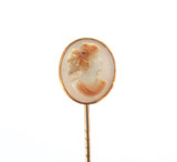 Sweet Vintage 10ct Yellow Gold Agate Cameo Stick Pin 1.9g