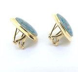 Vintage 14ct Yellow Gold & Multicolour Opal Mosaic Earrings 4.7g