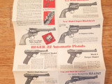 Large Ruger 1974 Catalog of Ruger Firearms Poster. Rifle, Revolvers, Pistols