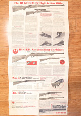 Large Ruger 1974 Catalog of Ruger Firearms Poster. Rifle, Revolvers, Pistols