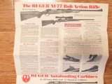 Large Ruger 1974 Catalog of Ruger Firearms Poster. Rifle, Revolvers, Pistols