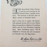 RARE Early 1900s Invitation From “The Myers Emporium Ltd” Chintz & Inez Lighting