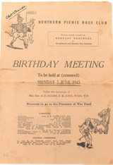 Super Rare WW2 1943 Northen Picnic Race Club Northern Territory POW Fundraiser