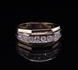 Vintage 0.90ct Channel Set Diamond 14ct Yellow Gold Men’s Ring Size Y Val $4730