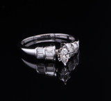 Vintage 0.30 Marquise 0.42 Tapered Baguette Diamond Set Platinum Ring Val $6650