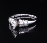 Vintage 0.30 Marquise 0.42 Tapered Baguette Diamond Set Platinum Ring Val $6650