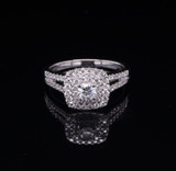 Vintage 0.83cttw Diamond Set 14ct White Gold Double Halo Ring Size N Val $5930