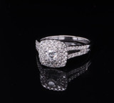 Vintage 0.83cttw Diamond Set 14ct White Gold Double Halo Ring Size N Val $5930