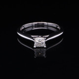 Vintage 0.30ct Princess Cut Diamond Set 14ct White Gold Solitaire Ring Val $2380