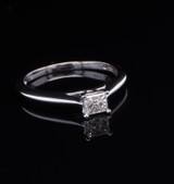 Vintage 0.30ct Princess Cut Diamond Set 14ct White Gold Solitaire Ring Val $2380