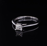 Vintage 0.30ct Princess Cut Diamond Set 14ct White Gold Solitaire Ring Val $2380