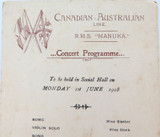 RARE June 1908, Canadian Australian Line RMS “Manuka” Concert Programme
