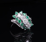 Vintage 0.50cttw Diamond & Emerald Set 14ct White Gold Ring Size M1/2 Val $4970