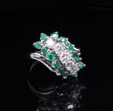 Vintage 0.50cttw Diamond & Emerald Set 14ct White Gold Ring Size M1/2 Val $4970