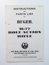 1974 Instruction Manual for Ruger M-77 Bolt Action Rifle