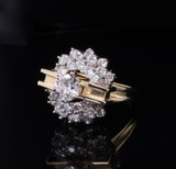 A Vintage 18ct Yellow Gold 2.40cttw Diamond Cluster Ring Size M1/2 Val $15500