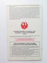 1989 Instruction Manual for Ruger Mini Thirty Rifle. Caliber 7.62 x 39mm