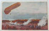 WW1 1915 German Postcard Depicting Airship Over Artillery Barrage.