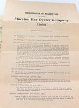 RARE 1892 1907 1920 Share Certificates in The Moreton Bay Oyster Co + Memorandum