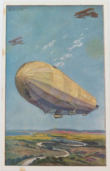 3 x WW1 German Zeppelin Bombing Raids Colour Postcards