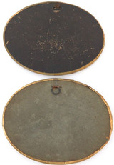 Late 1800s Pair Small Oval Shaped Real Photo Wall Hangings.