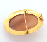 Beautiful 10ct Yellow Gold & Decoratively Carved Agate Cameo Pendant Brooch 9.9g