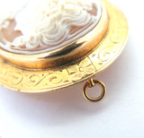 Beautiful 10ct Yellow Gold & Decoratively Carved Agate Cameo Pendant Brooch 9.9g