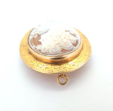 Beautiful 10ct Yellow Gold & Decoratively Carved Agate Cameo Pendant Brooch 9.9g