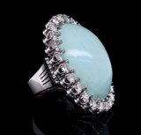 Vintage GIA cert Turquoise & 2.89ct H VS Diamond Halo 14ct Gold Ring Val $15180