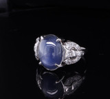 Antique Handmade Star Sapphire +Single Cut Diamond Platinum Ring sz N Val $6550