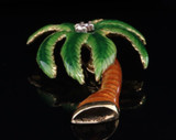 Vintage Enamel & Diamond Set 18ct Gold Enhancer Palm Tree Pendant Val $4690