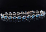 Vintage Pear Shape Blue Topaz 14ct Gold Ladies 19cm Bracelet Val $3210