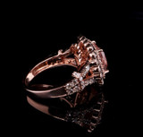 A Beautiful 14ct Rose Gold 8x8mm Morganite 0.85ct Diamond Halo Ring L Val $9540