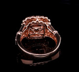 A Beautiful 14ct Rose Gold 8x8mm Morganite 0.85ct Diamond Halo Ring L Val $9540