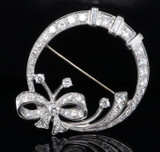 Vintage 14ct White Gold 2.12 cttw Diamond Set Crescent Bow Brooch Val $11120 -