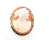 Beautiful Vintage 10ct Yellow Gold Agate Cameo Portrait Brooch 5.91g