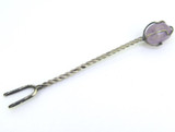 Hand Forged Sterling Silver & Amethyst Decorative Fancy Fork 4.6g