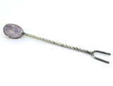 Hand Forged Sterling Silver & Amethyst Decorative Fancy Fork 4.6g