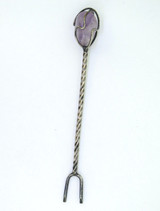 Hand Forged Sterling Silver & Amethyst Decorative Fancy Fork 4.6g