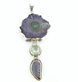 Beautiful Amethyst Stalactite Handmade Moonstone Sterling Silver Pendant 17.9g