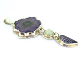 Beautiful Amethyst Stalactite Handmade Moonstone Sterling Silver Pendant 17.9g