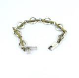 Vintage Sterling Silver & Brass Circle Design Bracelet Small length 15.5cm 14.8g