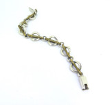 Vintage Sterling Silver & Brass Circle Design Bracelet Small length 15.5cm 14.8g