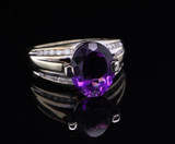 Vintage Amethyst & 0.40ct Diamond Set 14ct Gold Ring Size L1/2 Val $2680