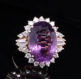 Beautiful Amethyst & 1.06ct Diamond Set 14ct Gold Ring Size L Val $6850